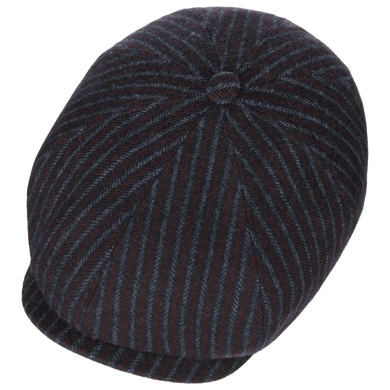 8 Panel Woolen Stripe Flat Cap by Stetson