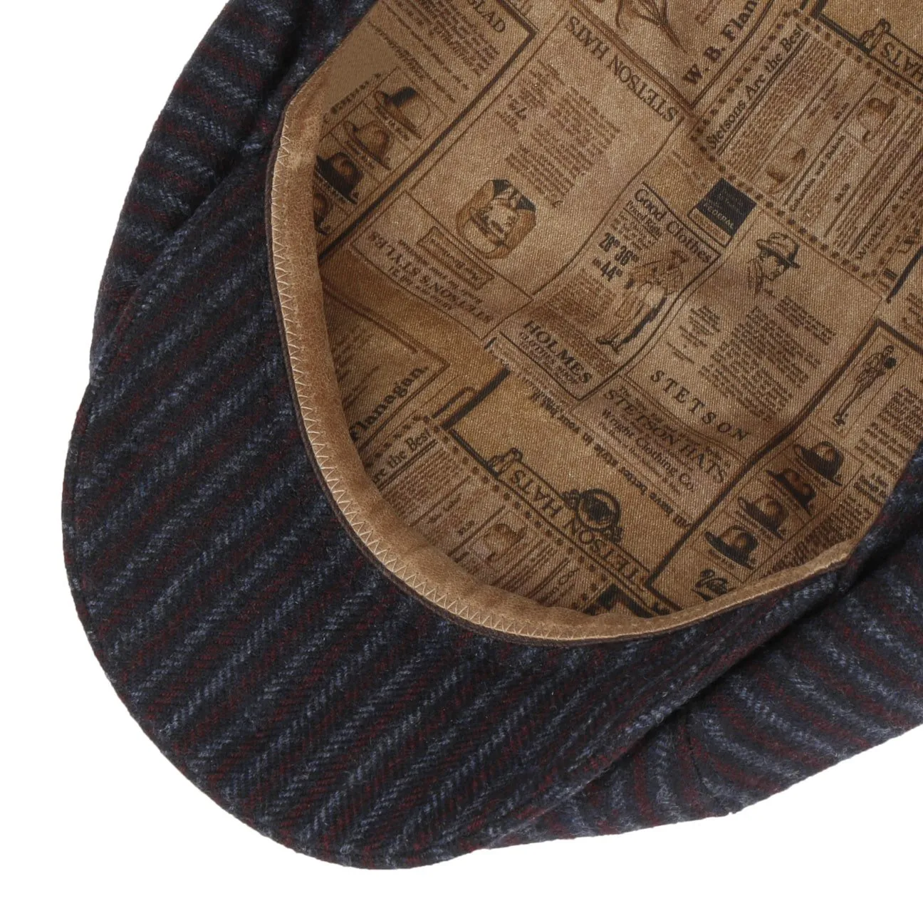 8 Panel Woolen Stripe Flat Cap by Stetson