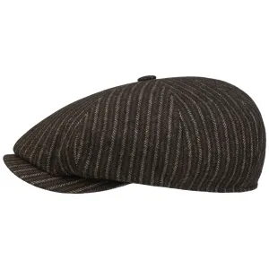 8 Panel Woolen Stripe Flat Cap by Stetson