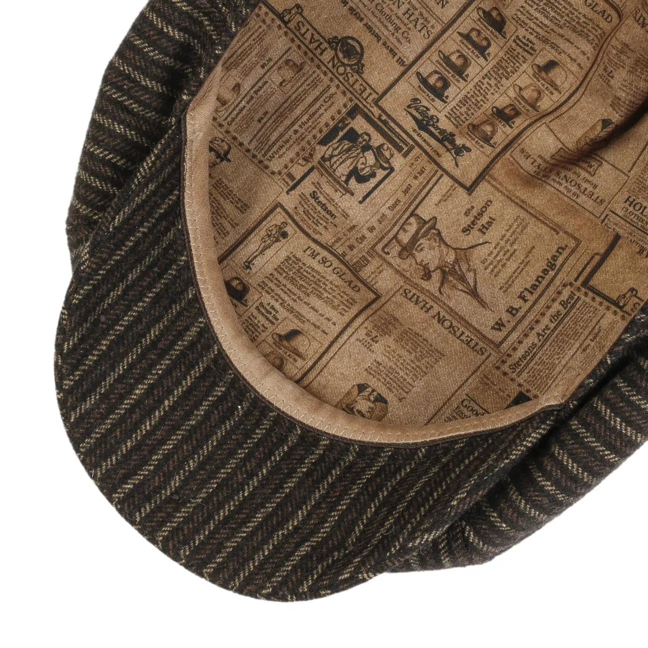 8 Panel Woolen Stripe Flat Cap by Stetson
