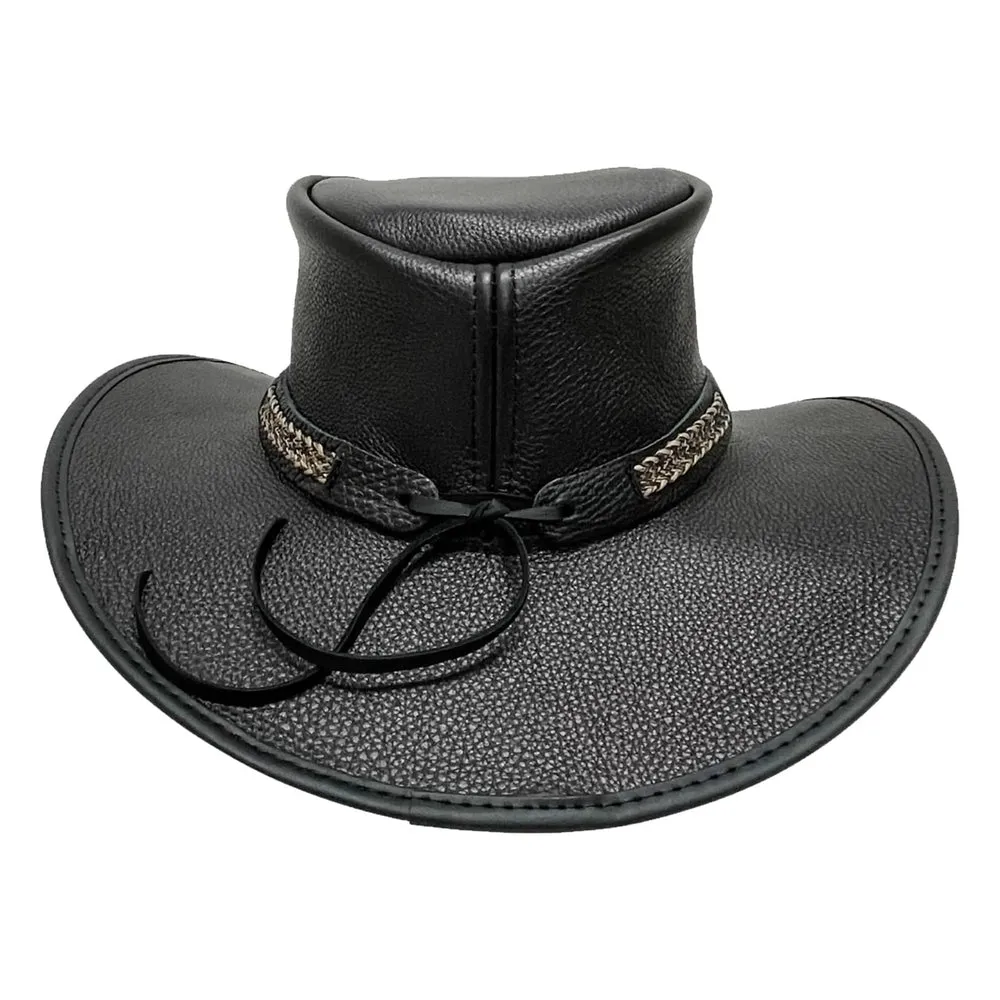Bison | Mens Leather Packable Hat