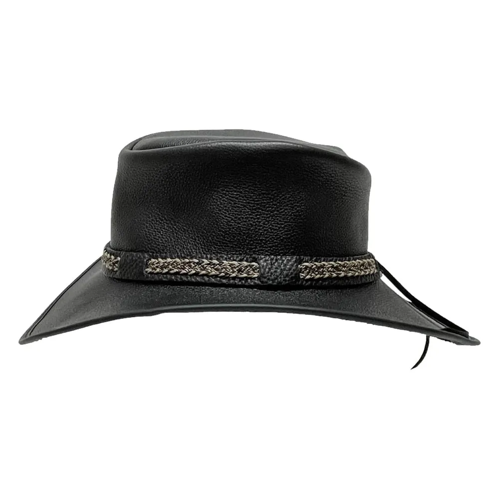 Bison | Mens Leather Packable Hat