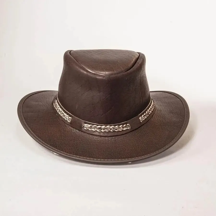 Bison | Mens Leather Packable Hat