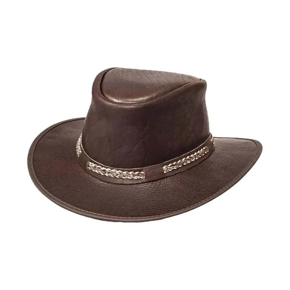 Bison | Mens Leather Packable Hat