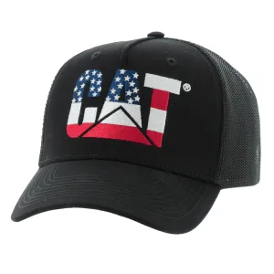 CAT American Flag Logo Trucker Hat