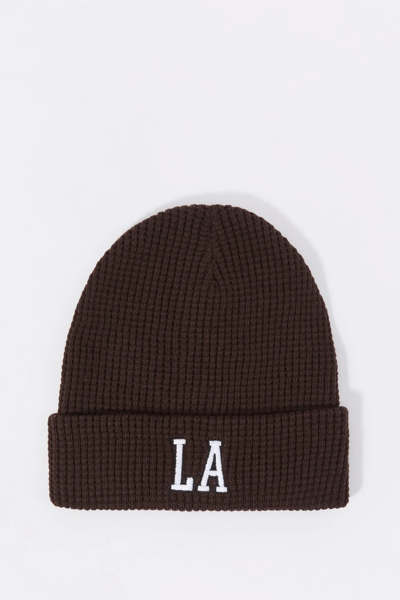 City Embroidered Ribbed Knit Beanie