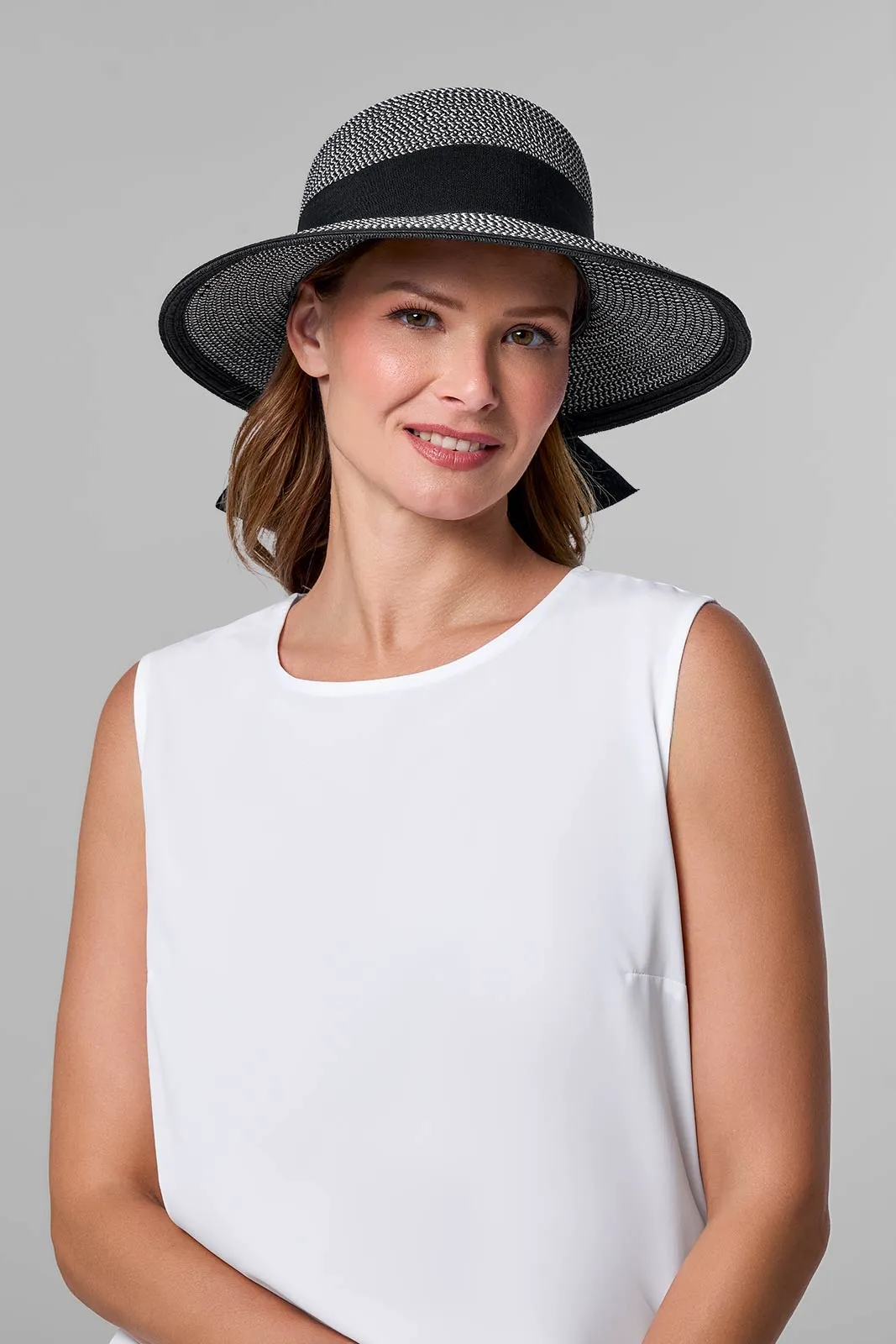 Clara Sun Hat | Black/Ivory Colorblock