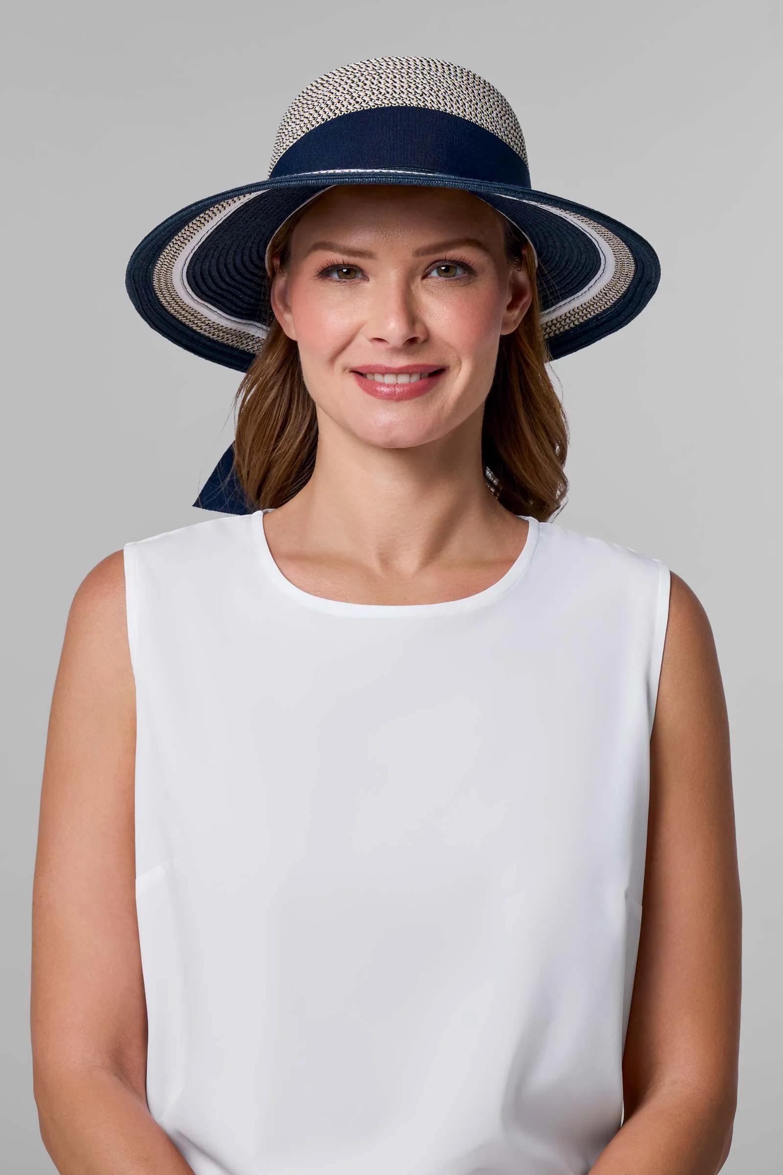 Clara Sun Hat | Navy/White Colorblock