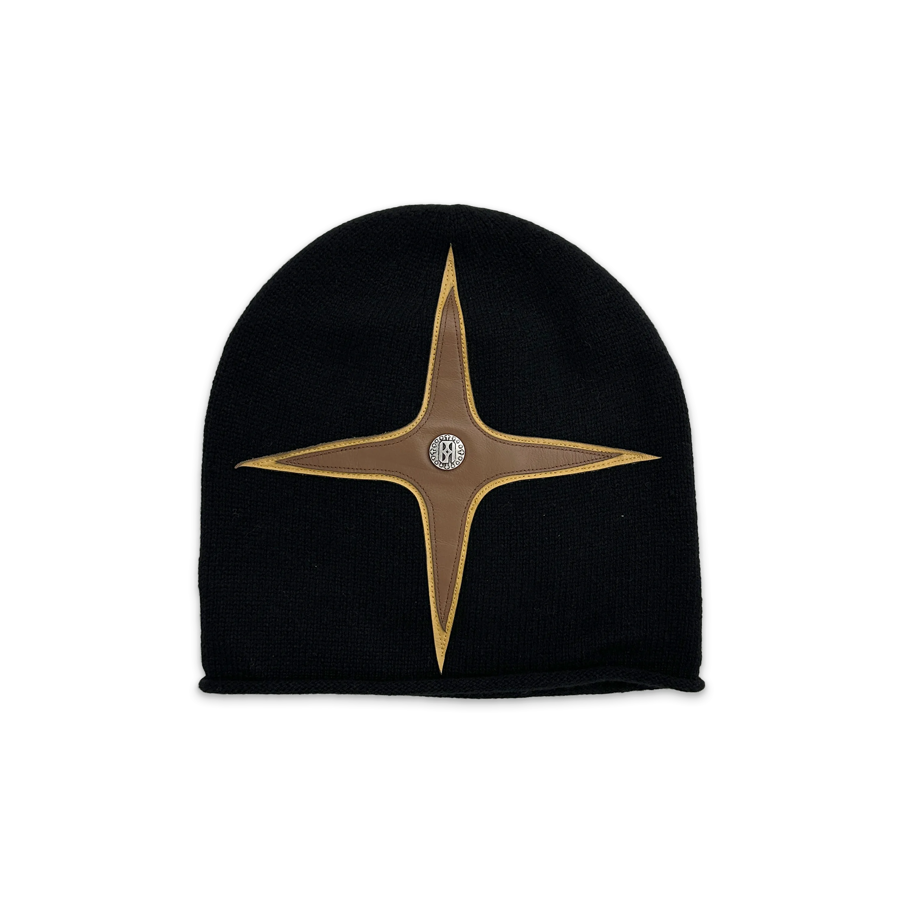 Cross Patch Leather Beanie