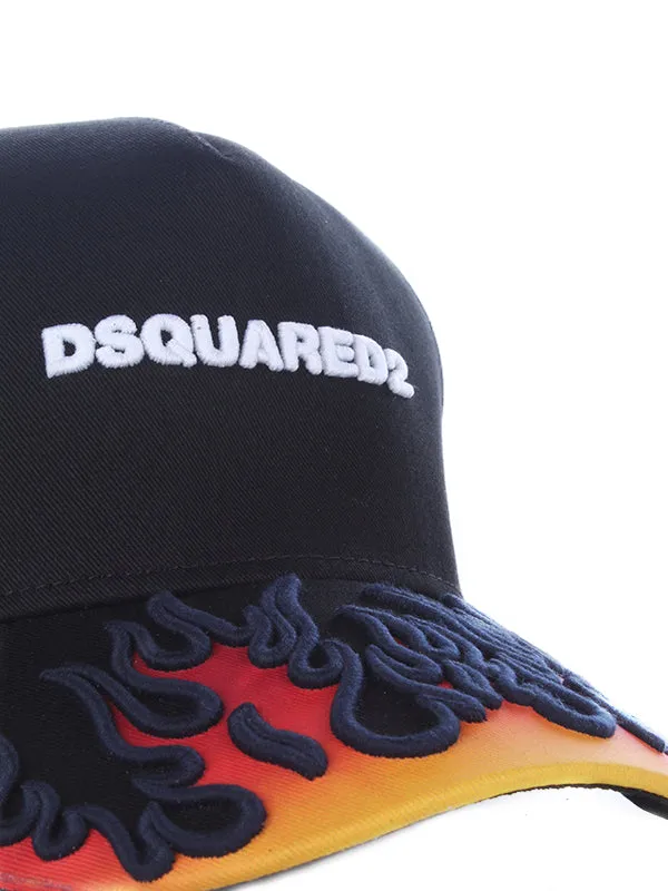 Dsquared 2 Flame Print Logo Embroidered Cap