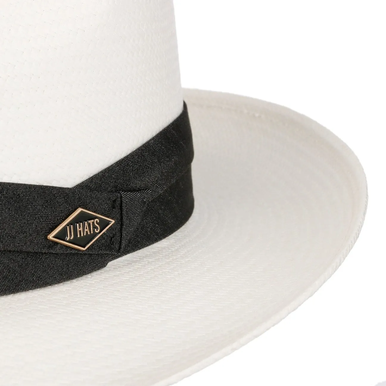 Fedora Panama Pleated band Bleached 5 by JJ Hats