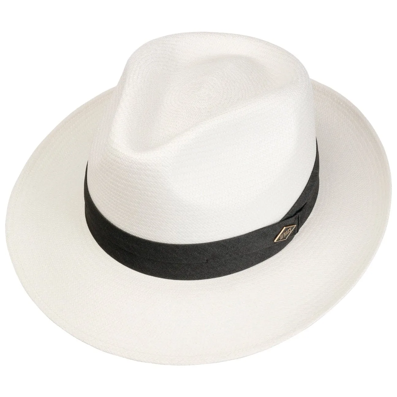 Fedora Panama Pleated band Bleached 5 by JJ Hats