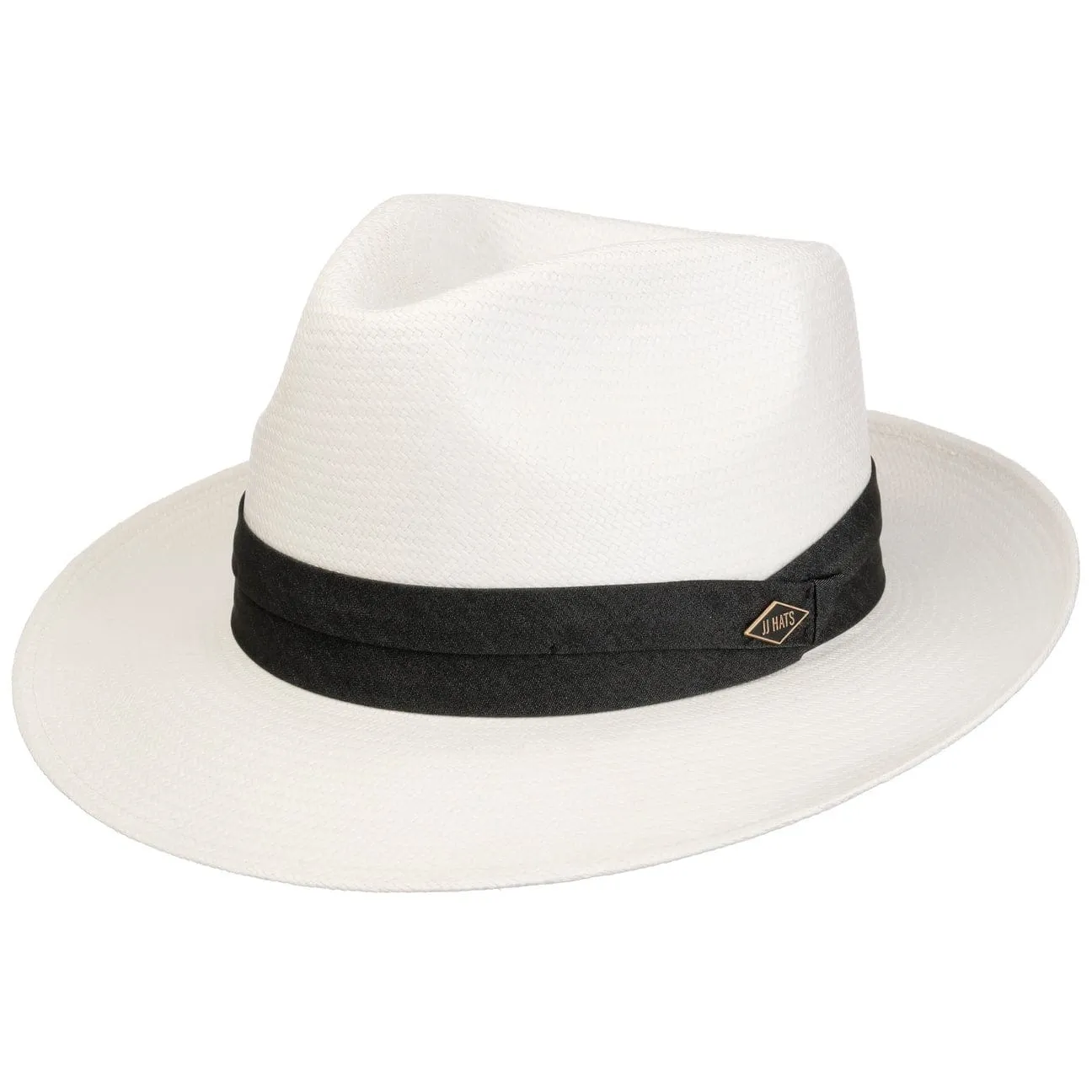 Fedora Panama Pleated band Bleached 5 by JJ Hats