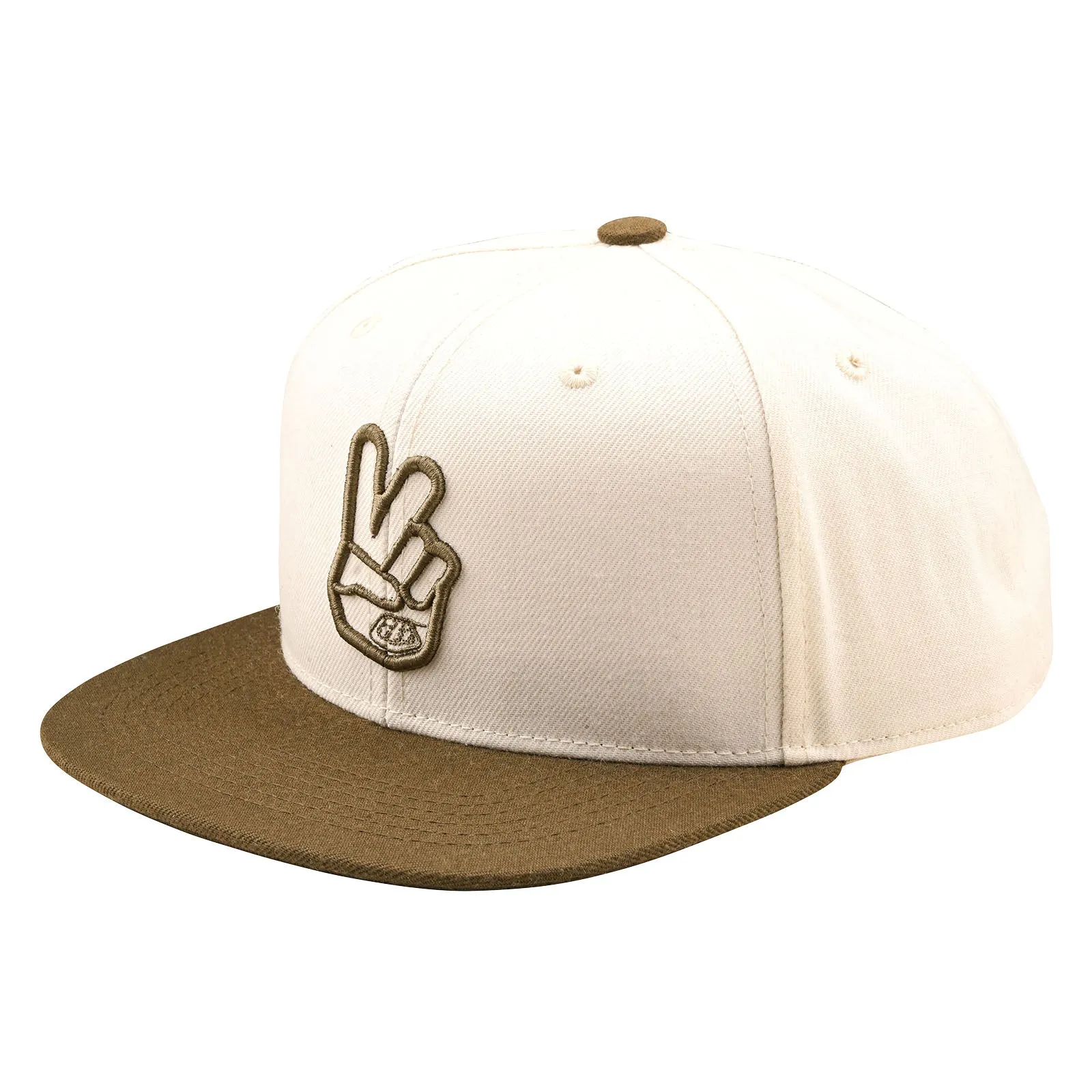 Flat Bill Snapback Peace Vintage White / Olive