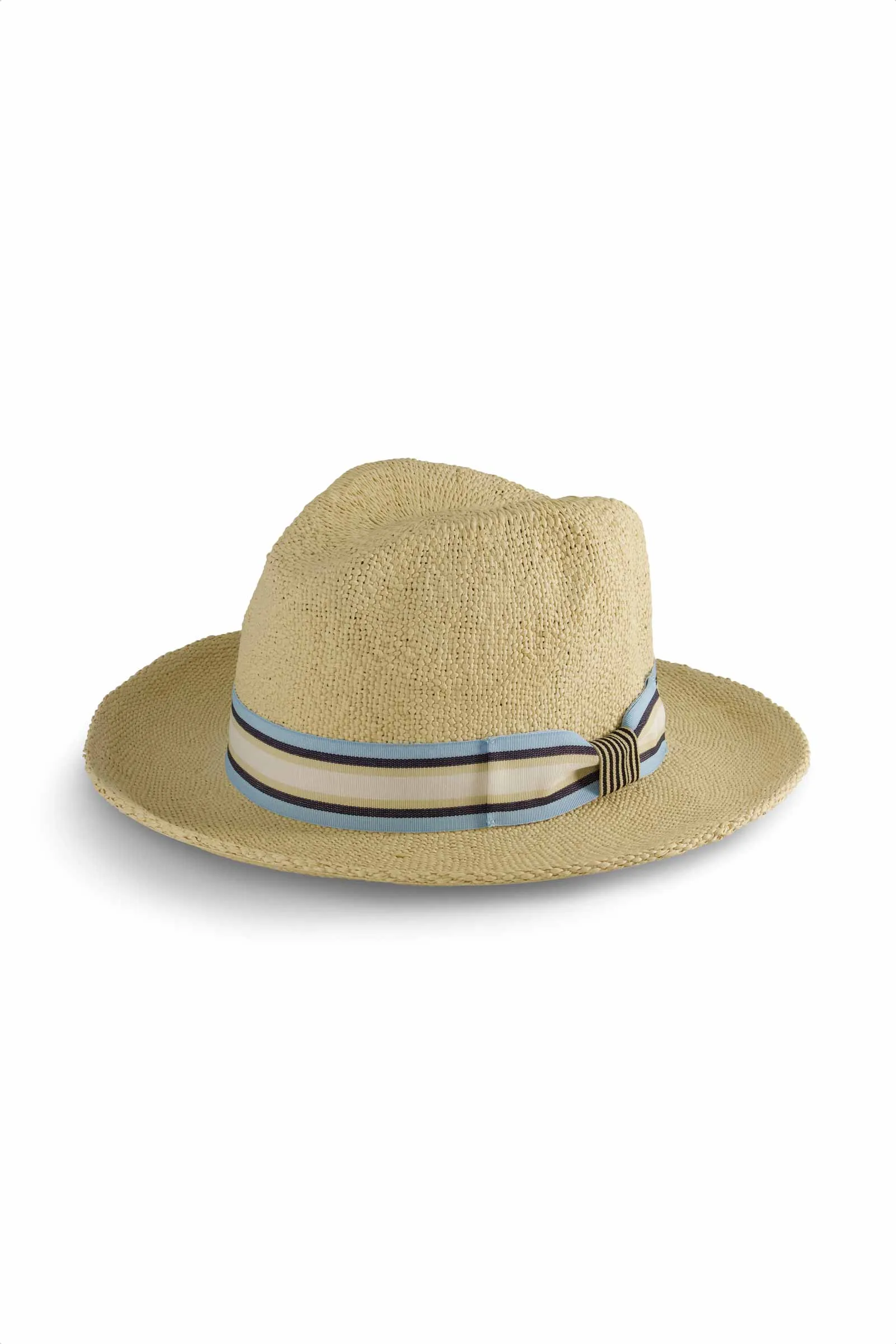 Men's Surf Club  - Hand Woven Fedora Rugby Stripe Band | Natural