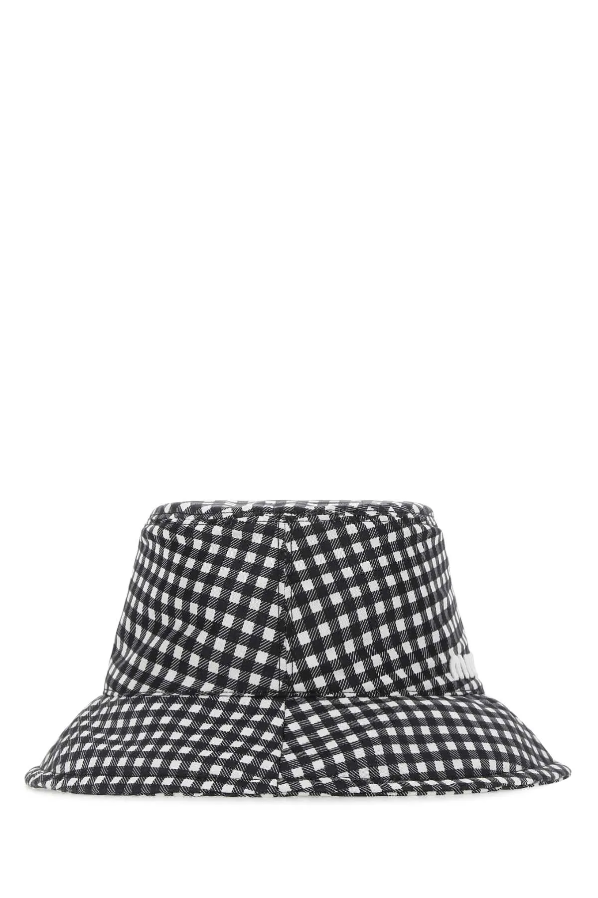 Miu Miu Logo Embroidered Gingham Bucket Hat