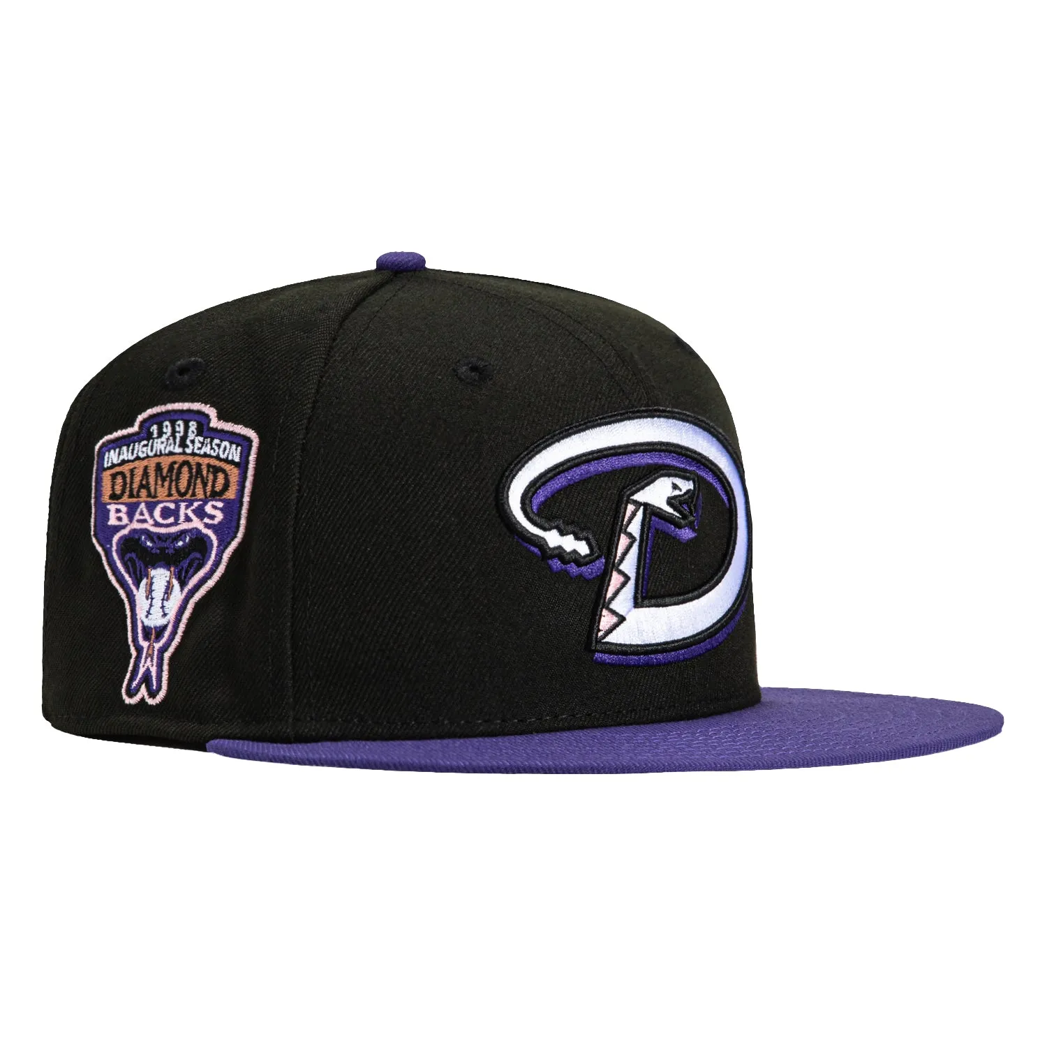 New Era 59Fifty Arizona Diamondbacks Inaugural Patch Pink UV D Hat - Black. Purple