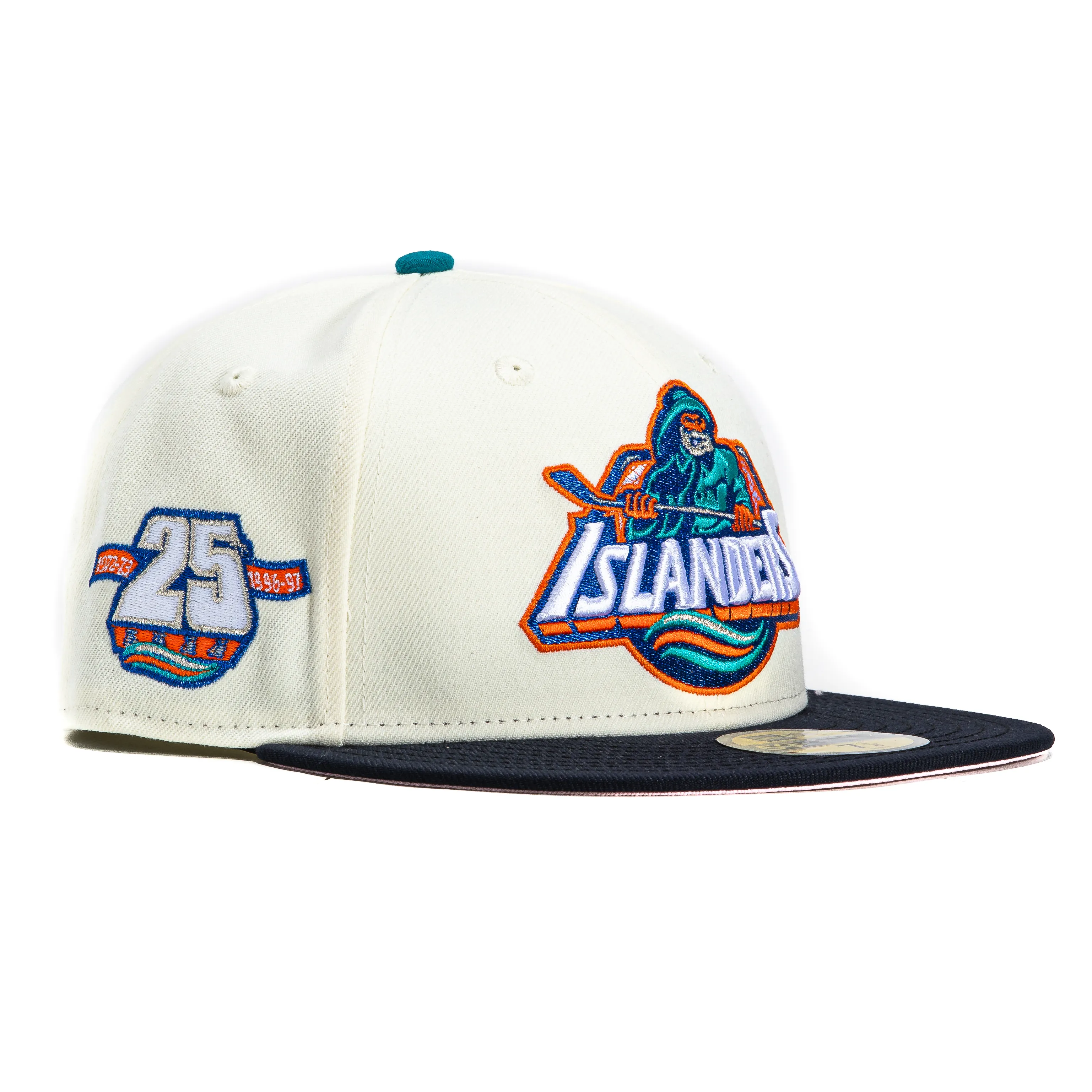 New Era 59Fifty New York Islanders 25th Anniversary Patch Pink UV Hat - White. Navy
