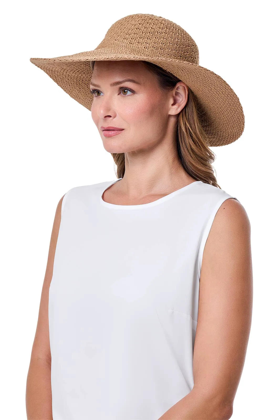 Perla Packable Wide Brim Hat | Tan