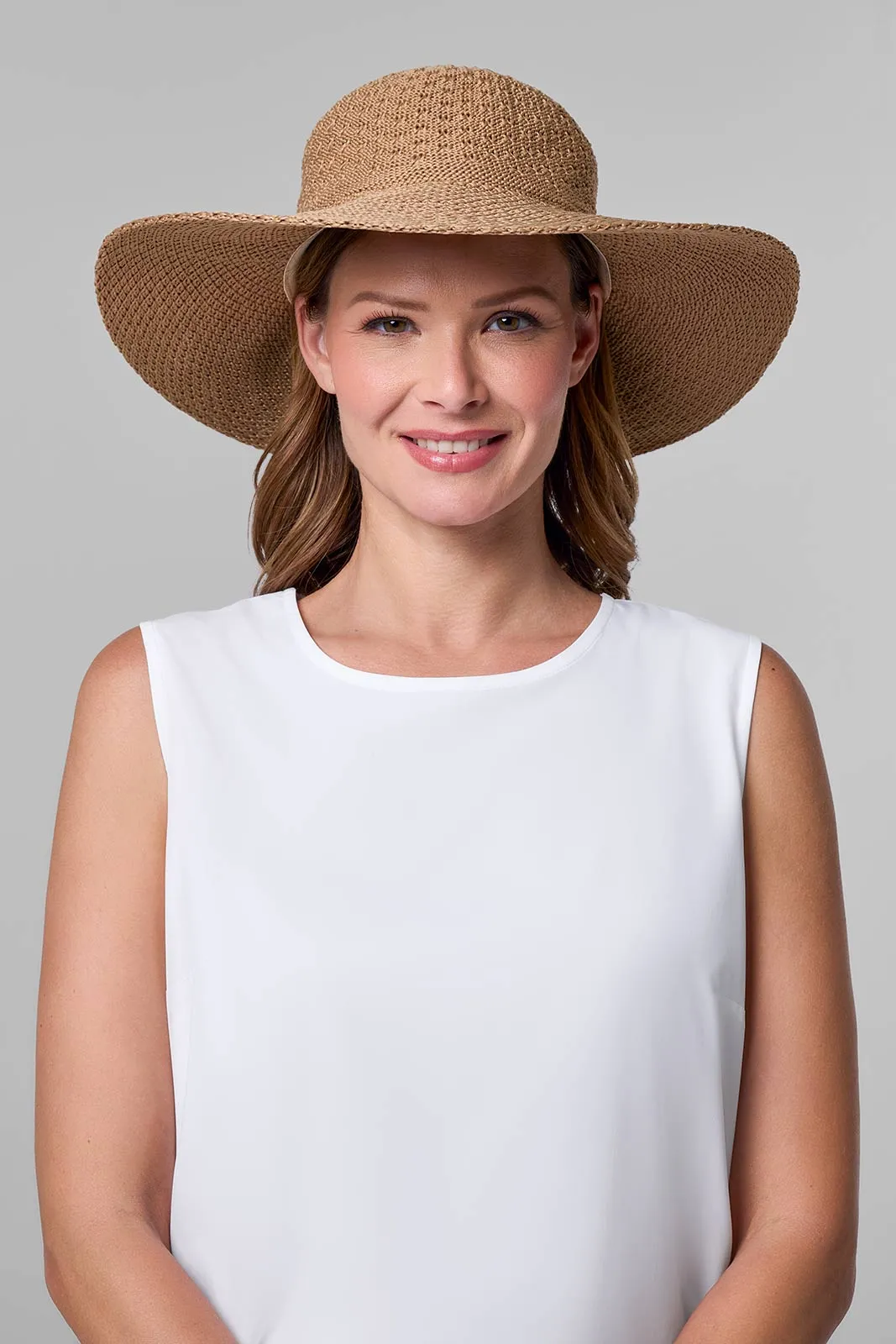 Perla Packable Wide Brim Hat | Tan
