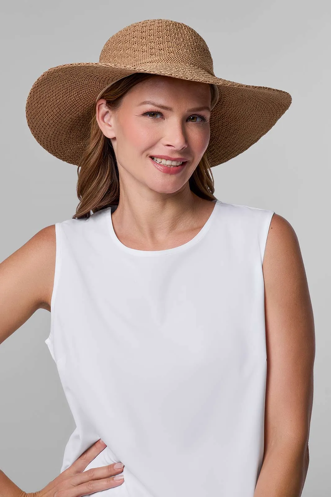Perla Packable Wide Brim Hat | Tan
