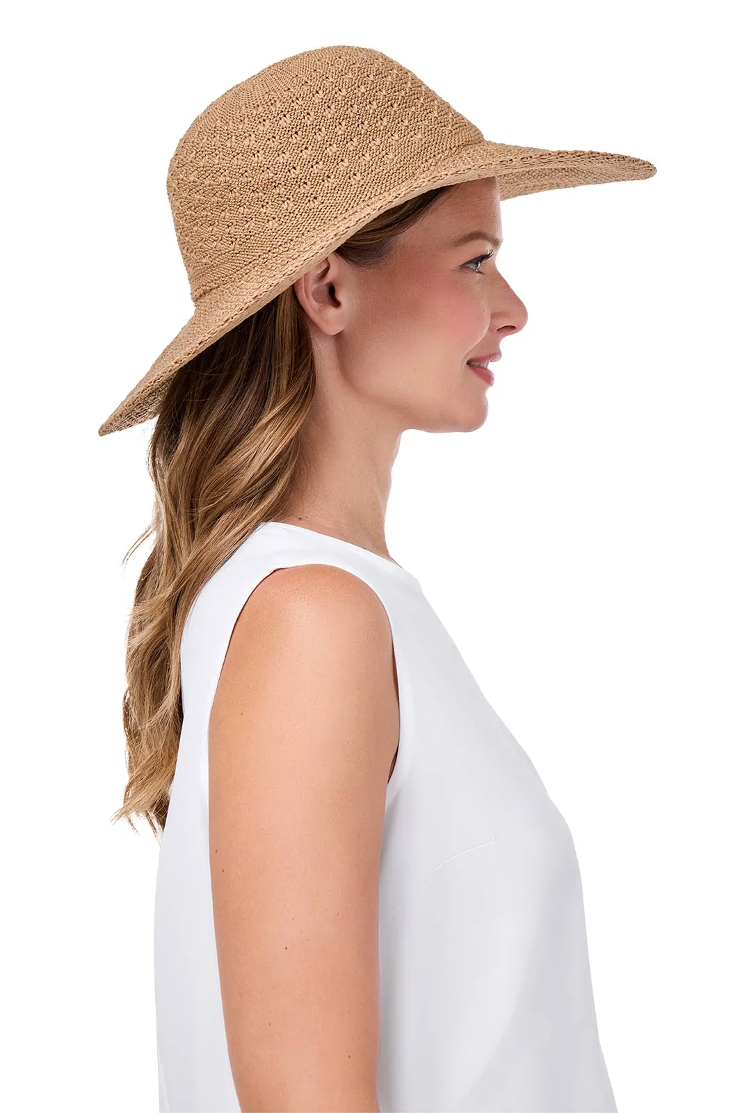 Perla Packable Wide Brim Hat | Tan