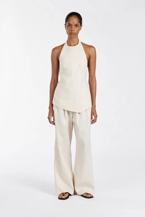 SERENA CREAM LINEN HALTER TOP