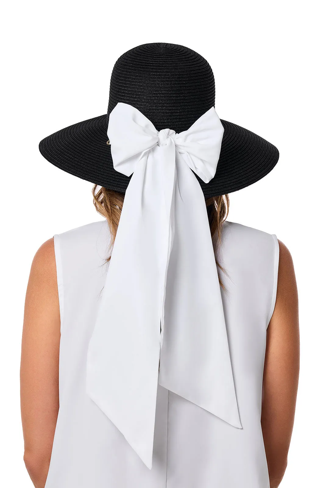 Sun Hat with 2 Interchangeable Scarves - Stella  | Black/Black & White