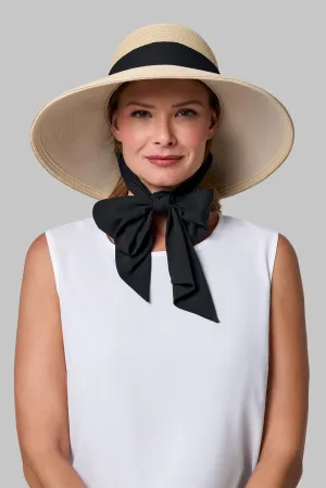 Sun Hat with 2 Interchangeable Scarves - Stella | Natural/Black/White