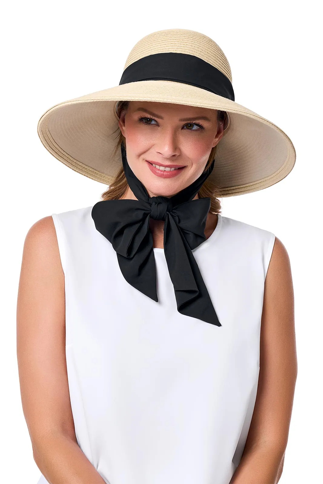 Sun Hat with 2 Interchangeable Scarves - Stella | Natural/Black/White