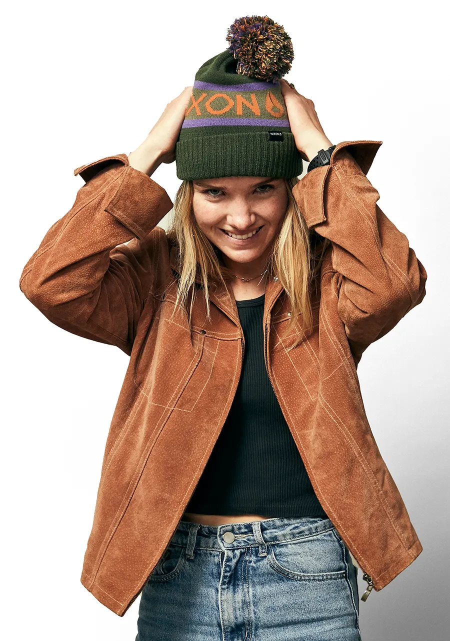 Teamster Beanie II - Dark Olive / Orange
