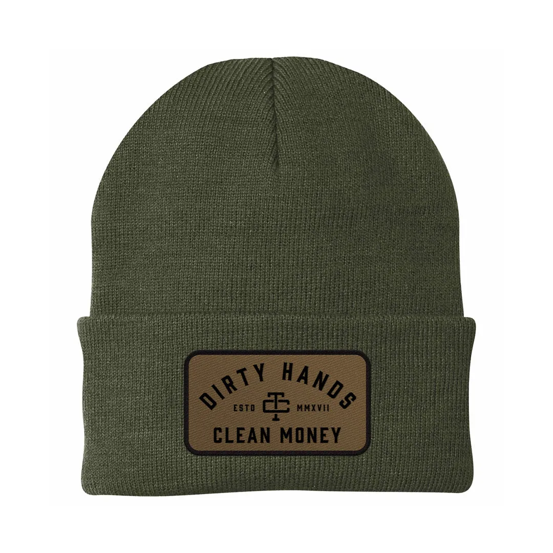 Troll Co. Classic "Dirty Hands, Clean Money" Patch Knit Beanie