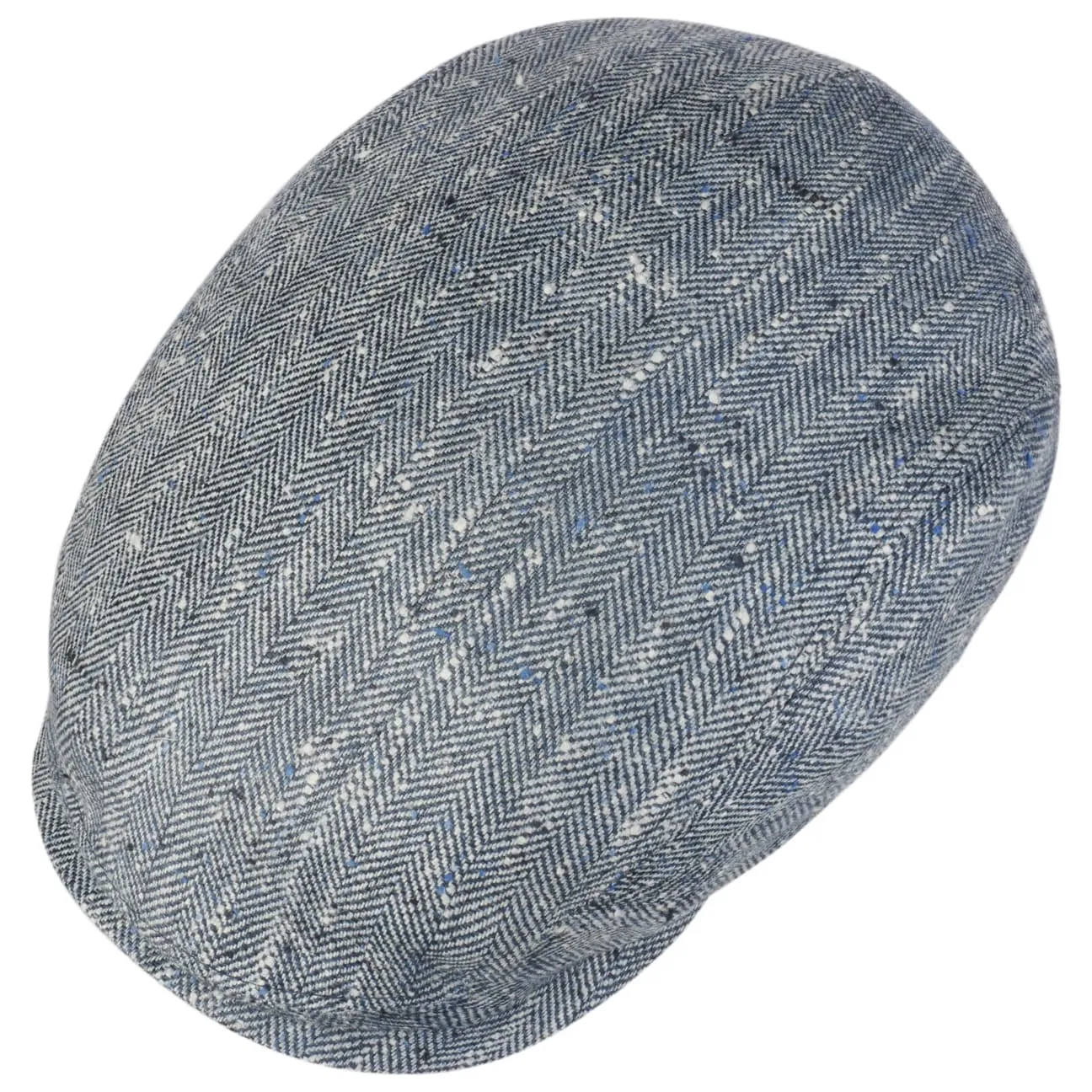 Tweed Herringbone Driver Flat Cap by Stetson